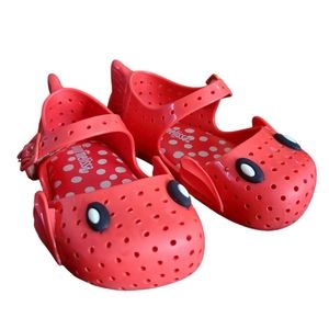 MINI MELISSA Red Fish Mary Janes, Size 6 Toddler
